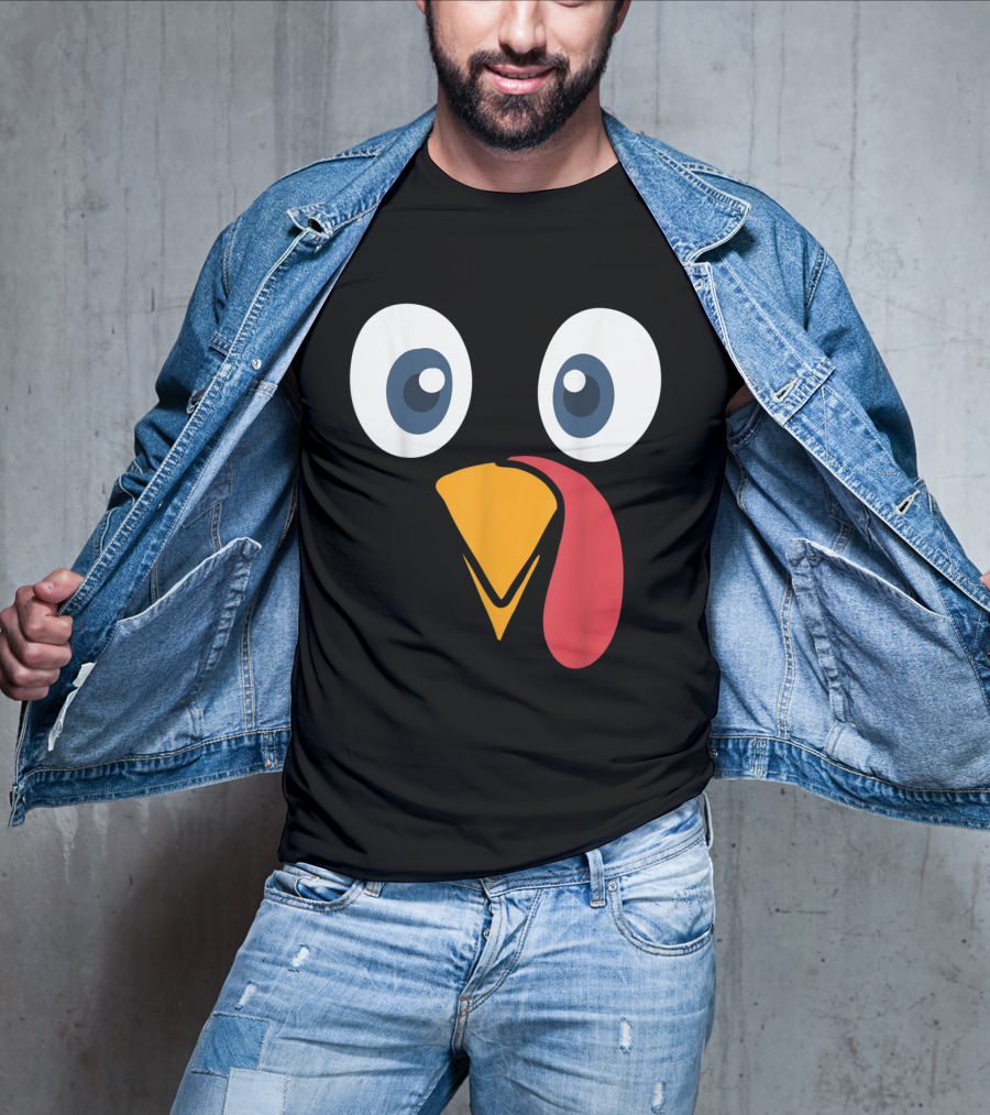 Thanksgiving Turkey Face Cartoon Eyes Beak And Snood T-Shirt