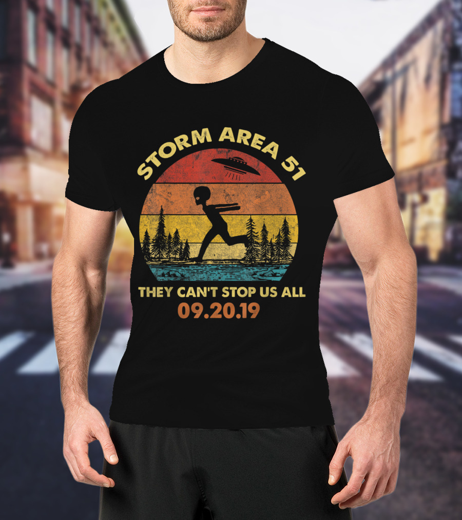 Storm Area 51 They Can't Stop Us All 09.20.19 Vintage Alien UFO T-Shirt