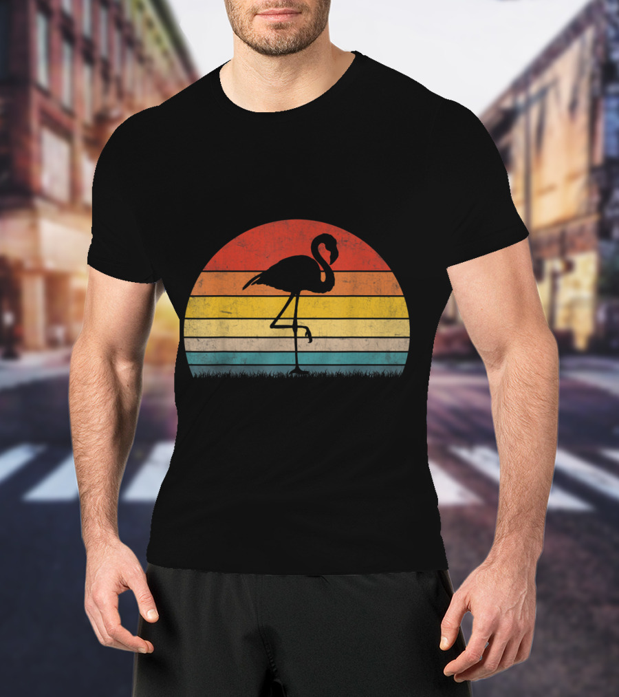 Vintage Sunset Trendy Animal Flamingo T-Shirt