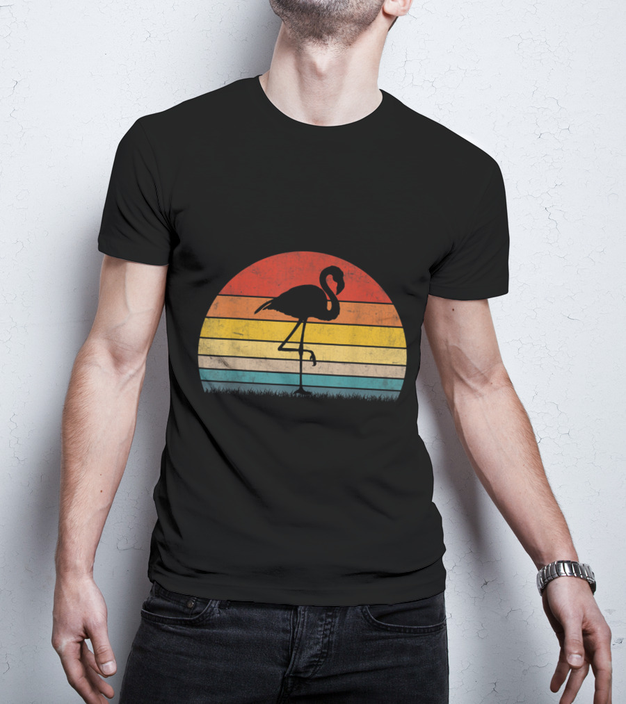 Vintage Sunset Trendy Animal Flamingo T-Shirt