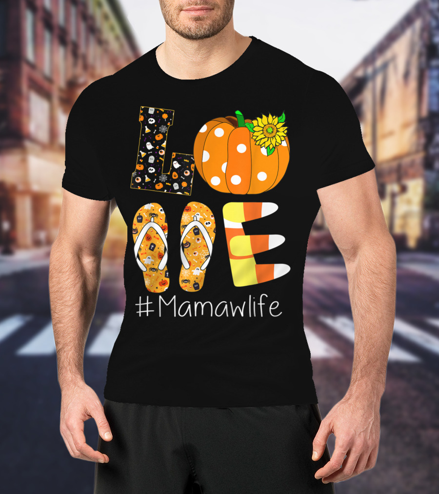 Love Pumpkin Sunflower Mamaw Life Halloween T-Shirt