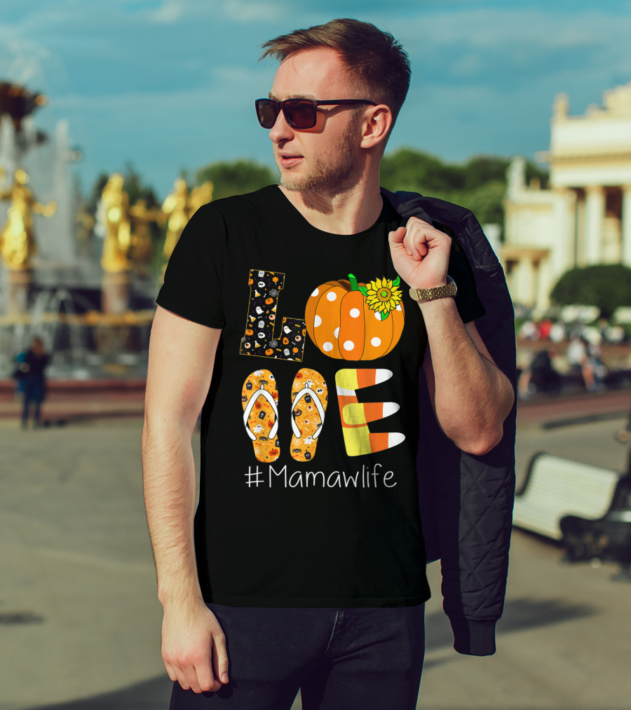 Love Pumpkin Sunflower Mamaw Life Halloween T-Shirt