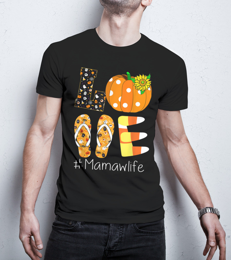 Love Pumpkin Sunflower Mamaw Life Halloween T-Shirt