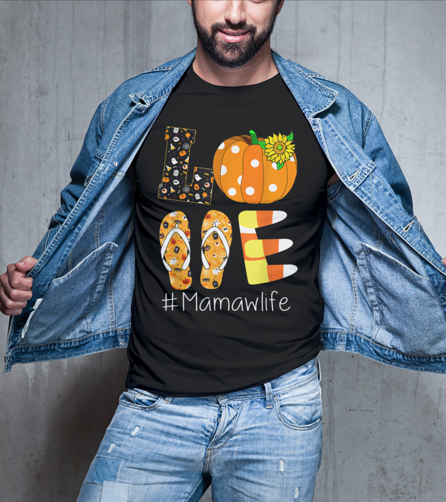 Love Pumpkin Sunflower Mamaw Life Halloween T-Shirt