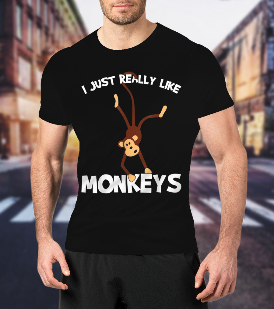 I Just Really Like Monkeys Playful Monkey Handstand T-Shirt