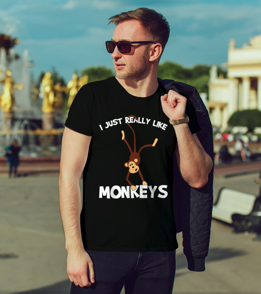 I Just Really Like Monkeys Playful Monkey Handstand T-Shirt