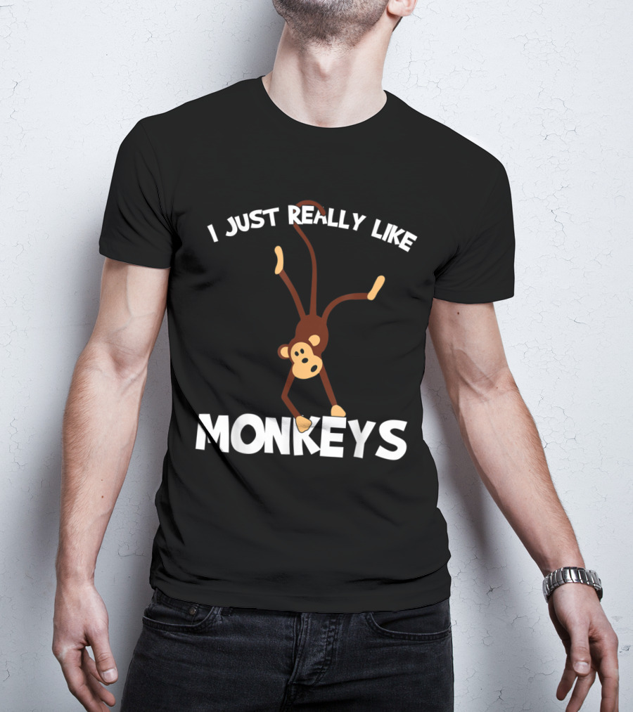 I Just Really Like Monkeys Playful Monkey Handstand T-Shirt