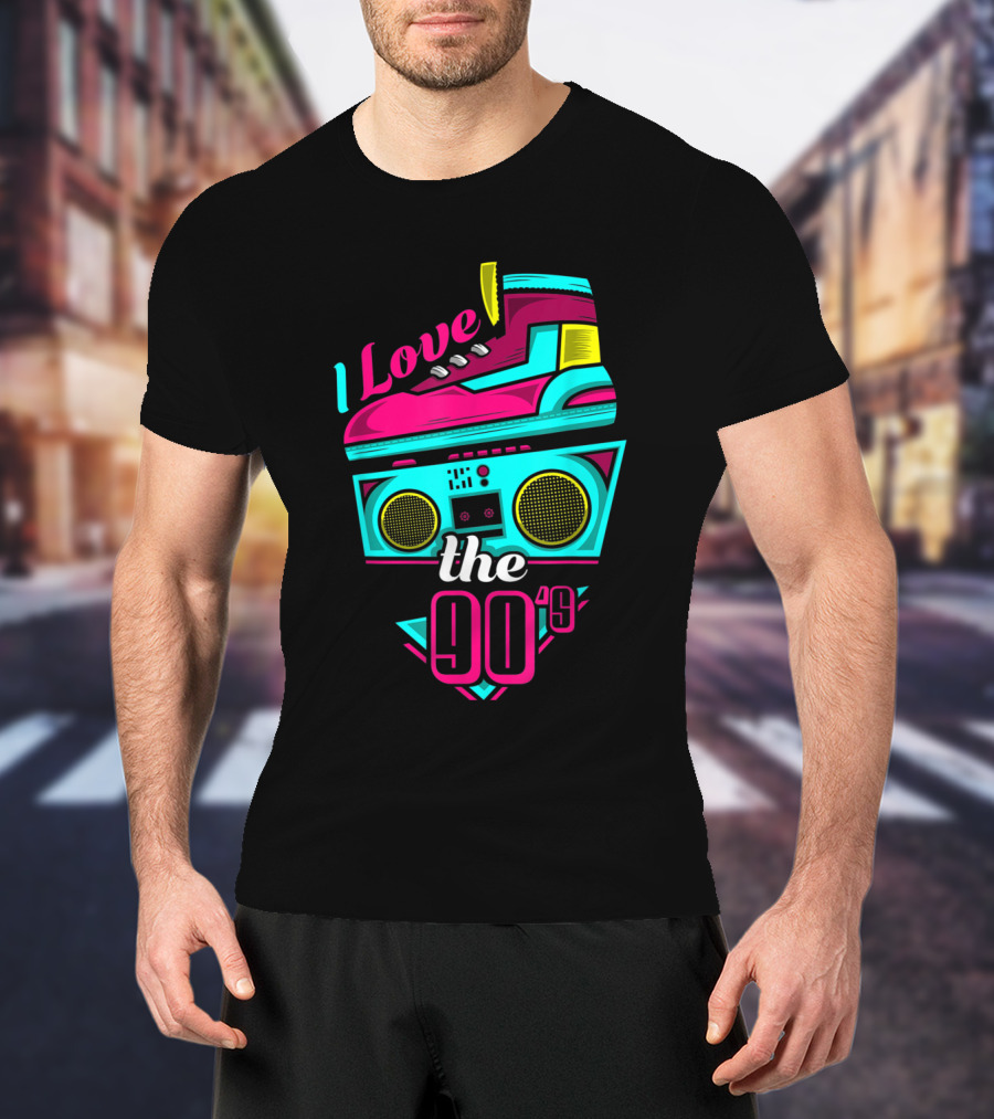 I Love The 90s Boombox And Sneaker Retro Party T-Shirt
