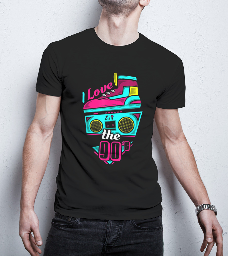 I Love The 90s Boombox And Sneaker Retro Party T-Shirt