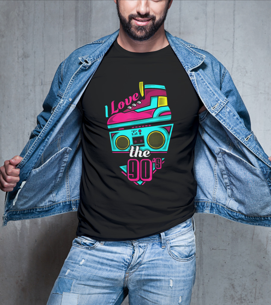 I Love The 90s Boombox And Sneaker Retro Party T-Shirt
