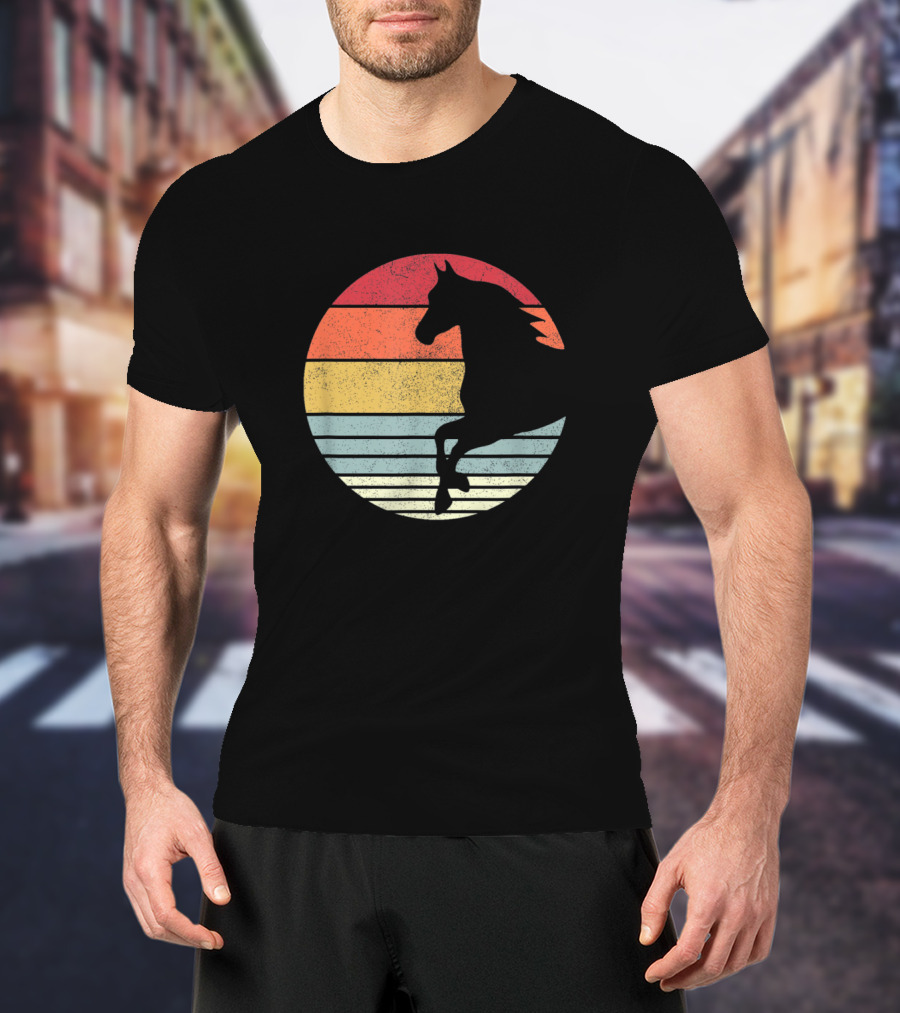 Vintage Riding Horses Retro Sunset T-Shirt