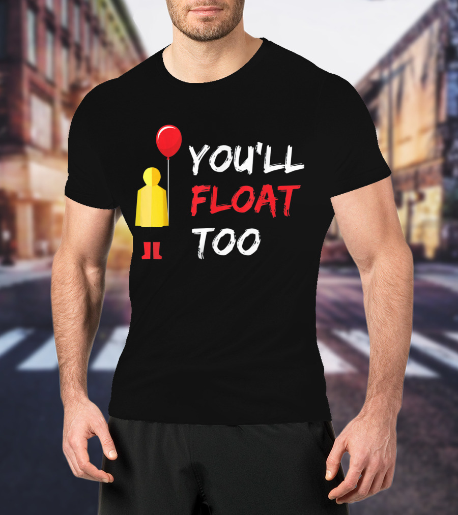 You'll Float Too Red Balloon Yellow Raincoat T-Shirt