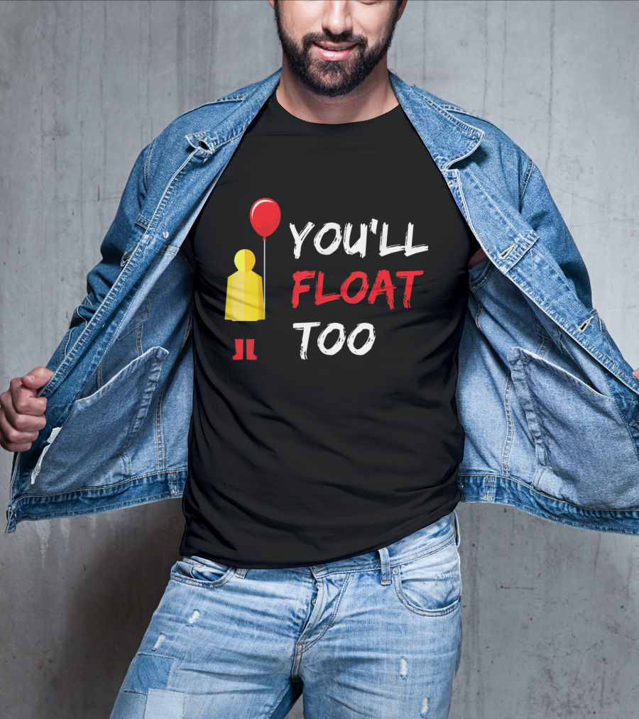 You'll Float Too Red Balloon Yellow Raincoat T-Shirt