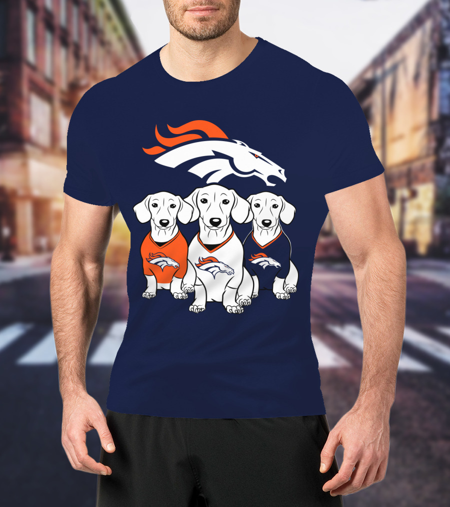 Denver Broncos Dachshunds Trio T-Shirt