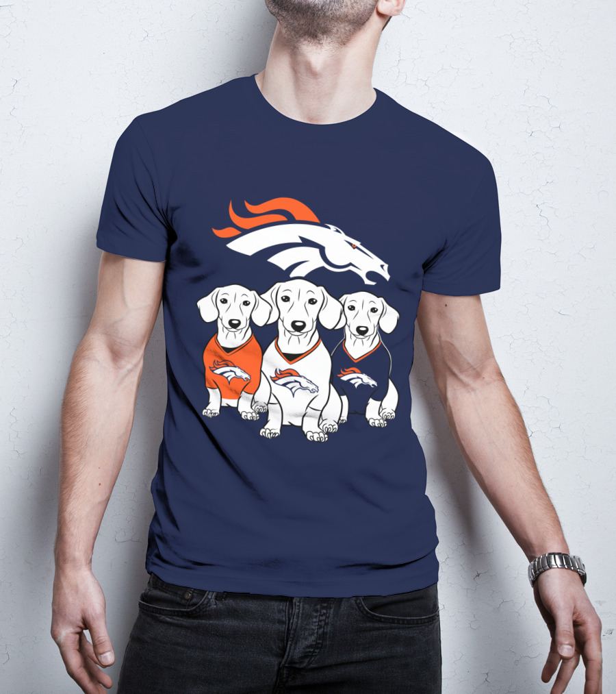 Denver Broncos Dachshunds Trio T-Shirt