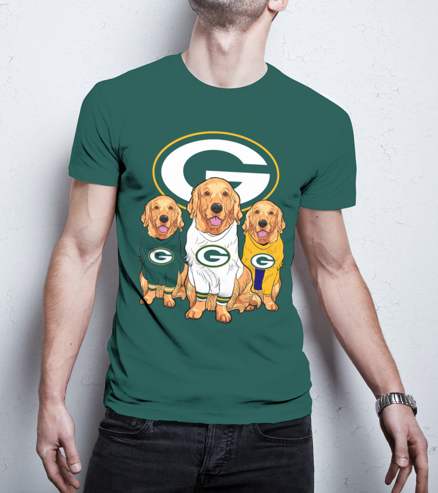 Green Bay Packers Golden Retriever Dog Trio T-Shirt