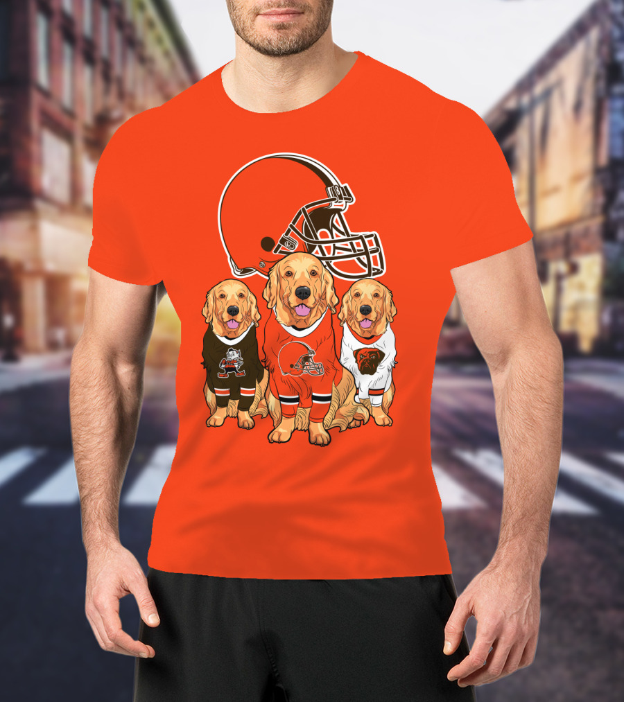 Cleveland Browns Dogs Football Golden Retrievers T-Shirt