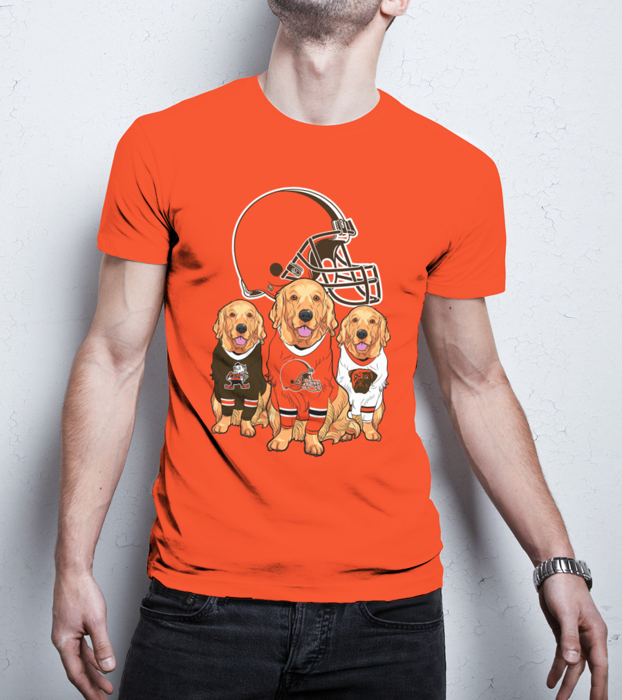 Cleveland Browns Dogs Football Golden Retrievers T-Shirt