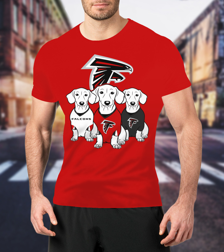 Atlanta Falcons With Dachshund  T-Shirt