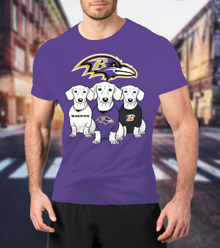 Baltimore Ravens Ravens Dachshund  Dog Trio T-Shirt