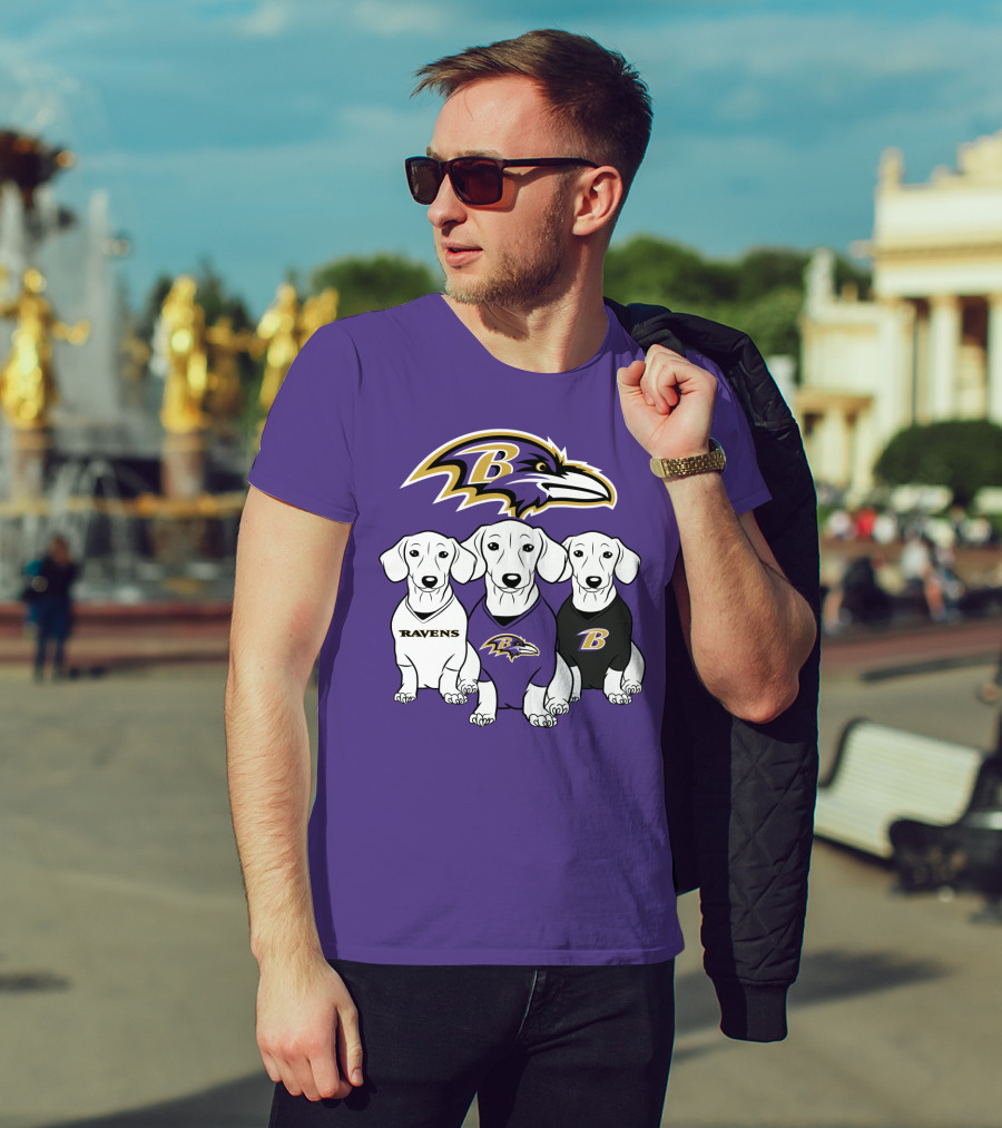 Baltimore Ravens Ravens Dachshund  Dog Trio T-Shirt