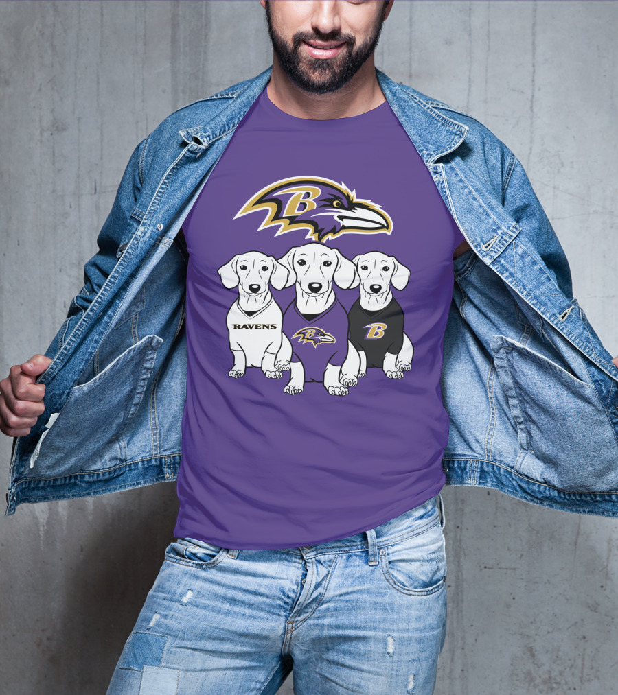 Baltimore Ravens Ravens Dachshund  Dog Trio T-Shirt