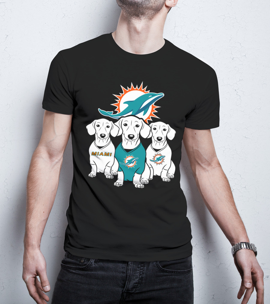Miami Dolphins Dachshund Dogs T-Shirt