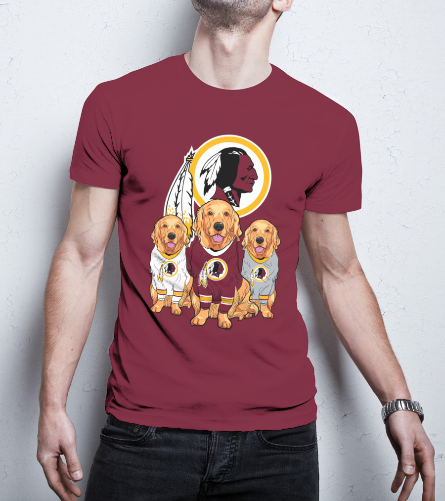 Three Golden Retrievers In Washington Football Team Jerseys T-Shirt