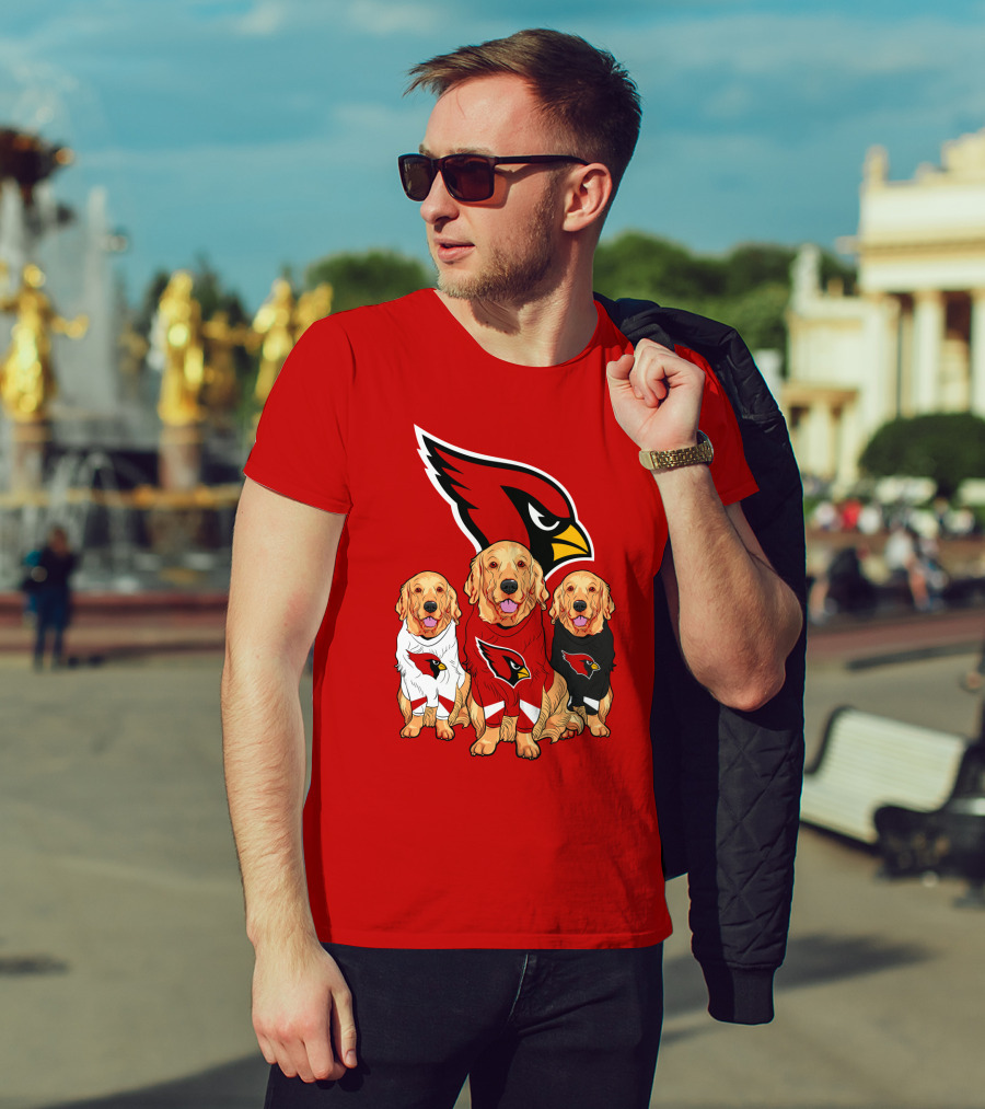Arizona Cardinals Golden Retrievers Red Uniforms T-Shirt