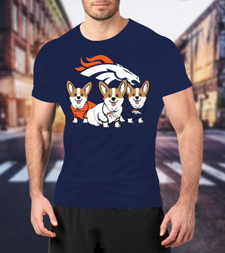Denver Broncos Corgi Trio T-Shirt