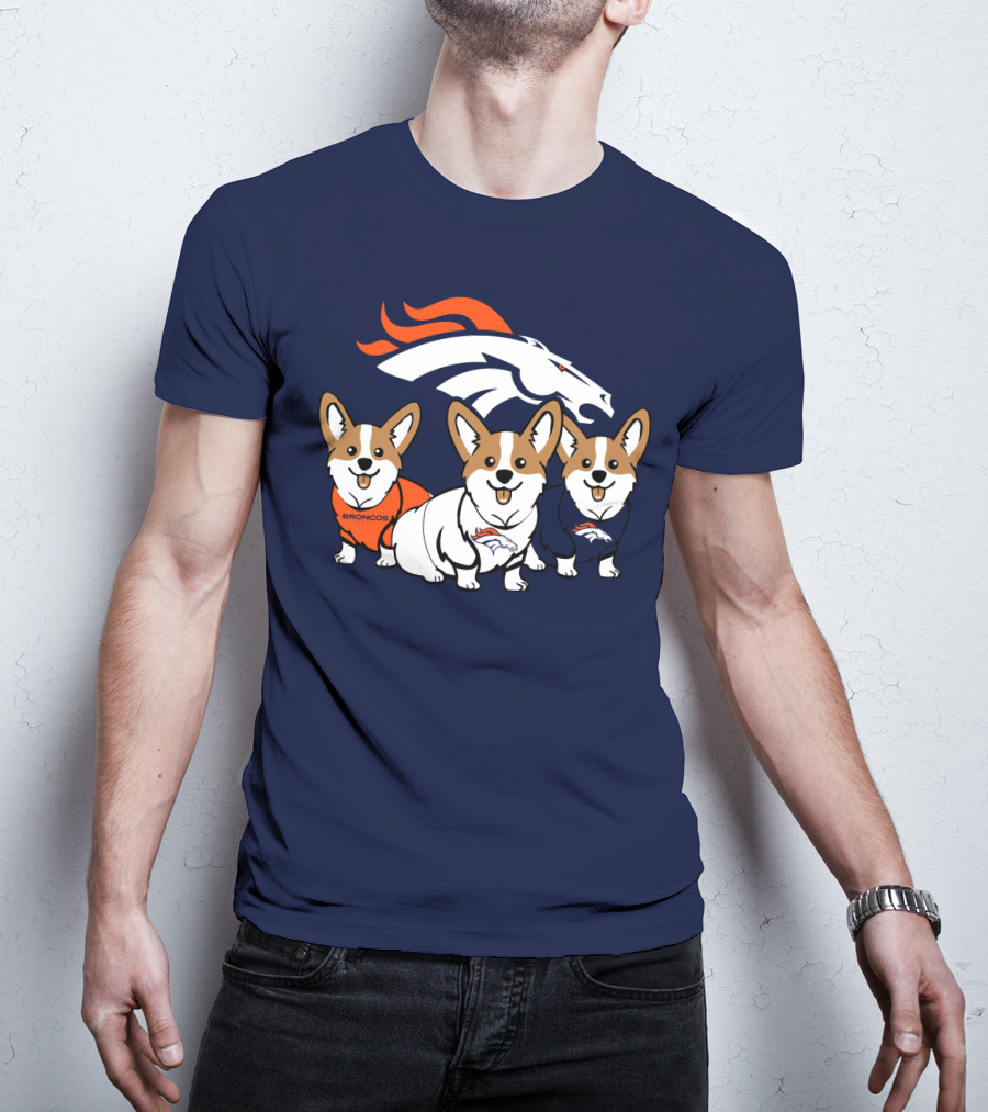 Denver Broncos Corgi Trio T-Shirt
