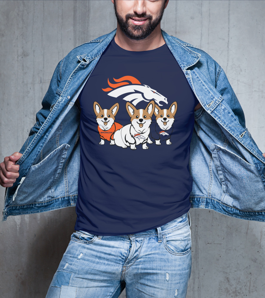 Denver Broncos Corgi Trio T-Shirt