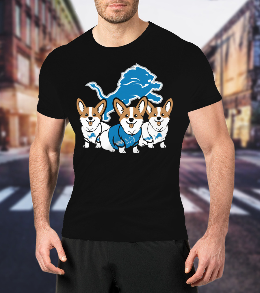 Detroit Lions Corgi Trio T-Shirt