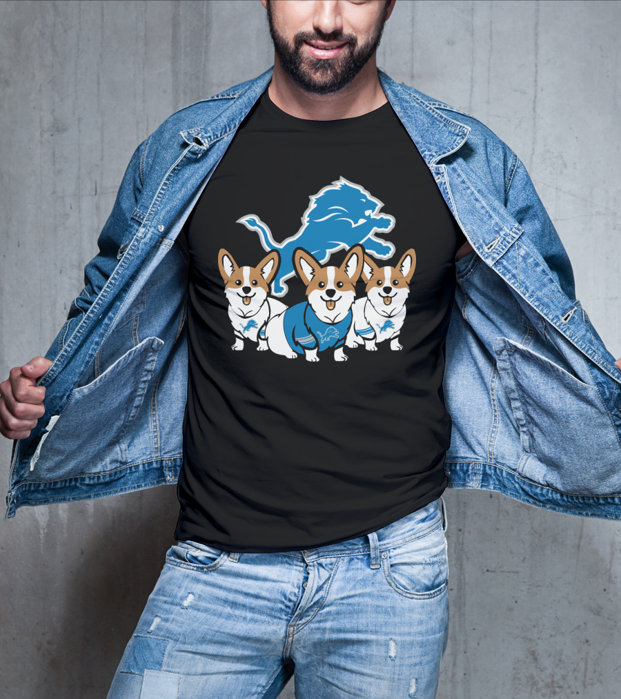 Detroit Lions Corgi Trio T-Shirt