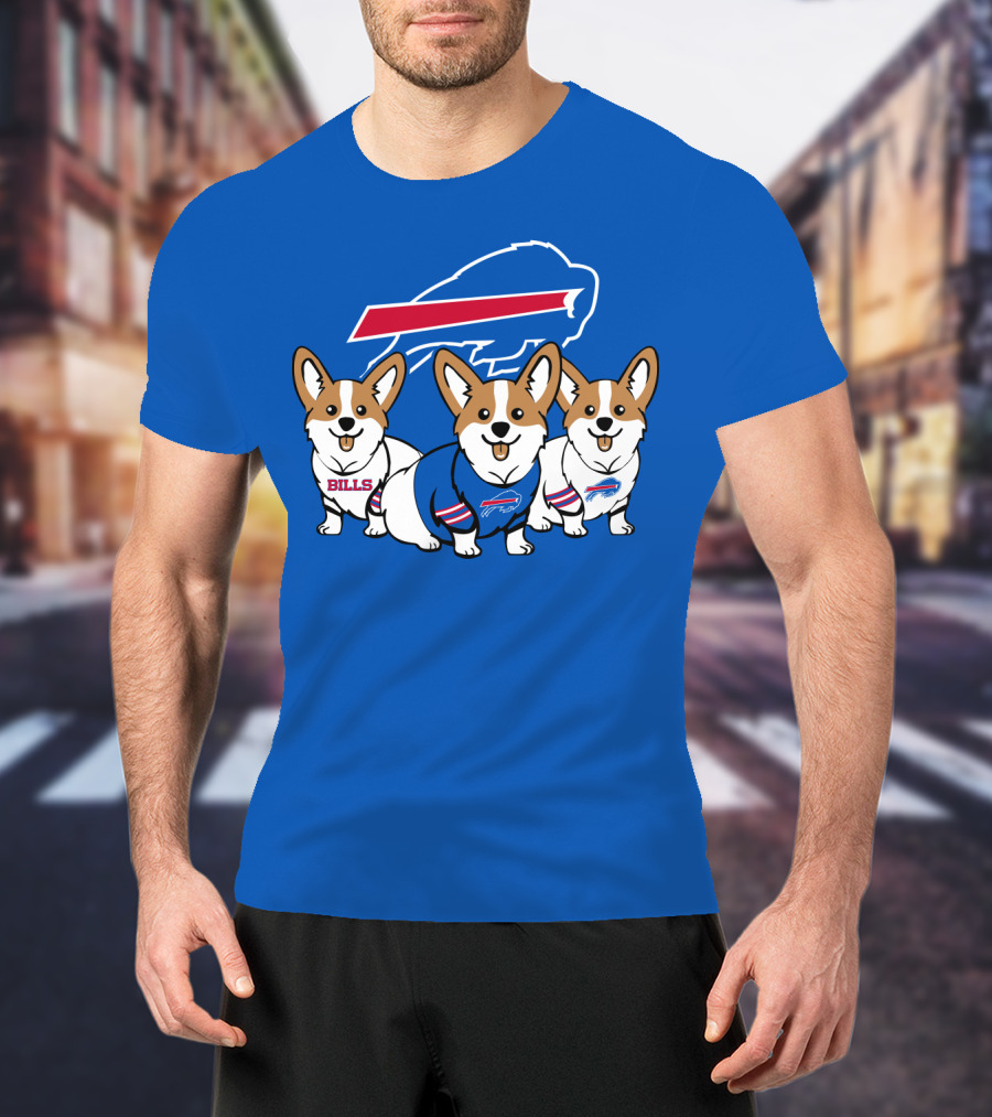 Buffalo Bills Corgi Trio Blue T-Shirt