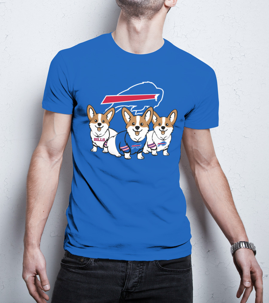 Buffalo Bills Corgi Trio Blue T-Shirt