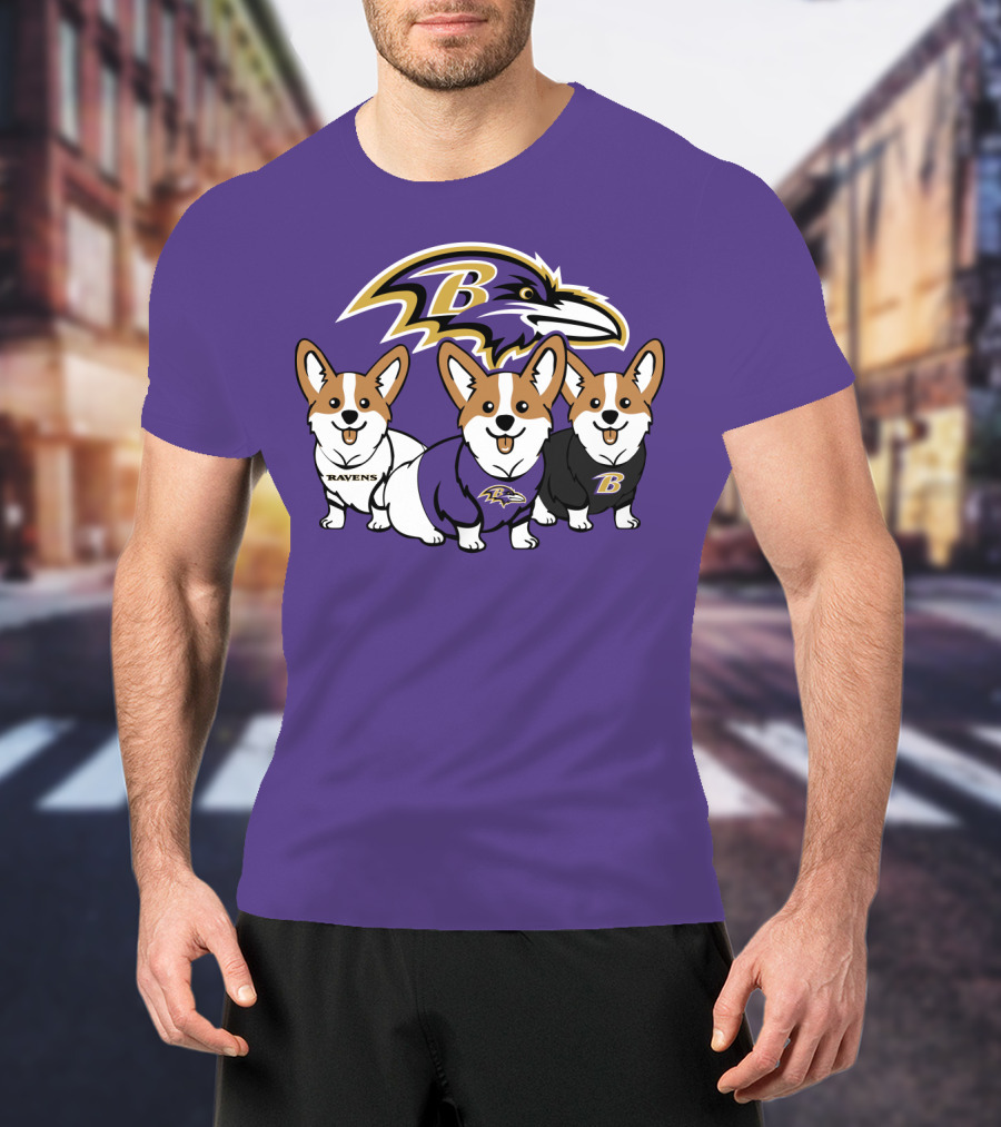 Baltimore Ravens Corgi Trio T-Shirt