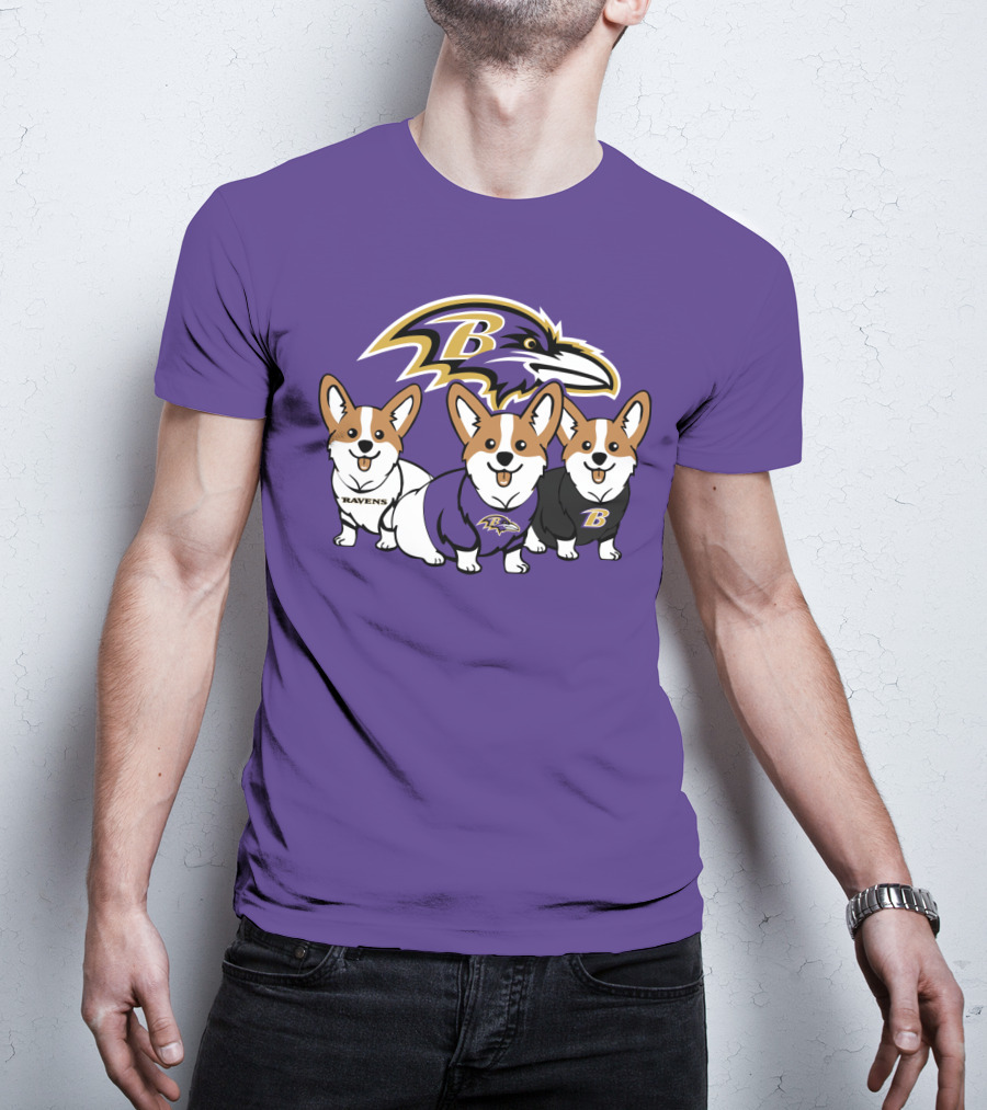 Baltimore Ravens Corgi Trio T-Shirt