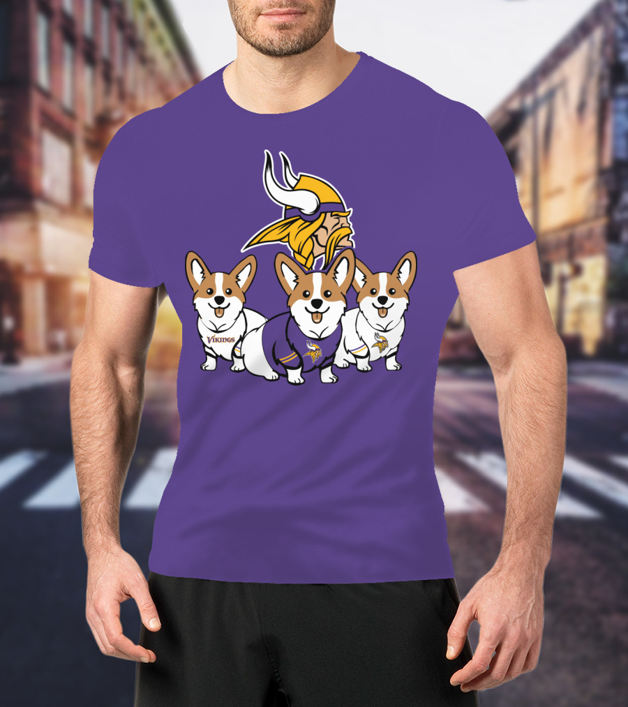 Minnesota Vikings Corgi Trio T-Shirt