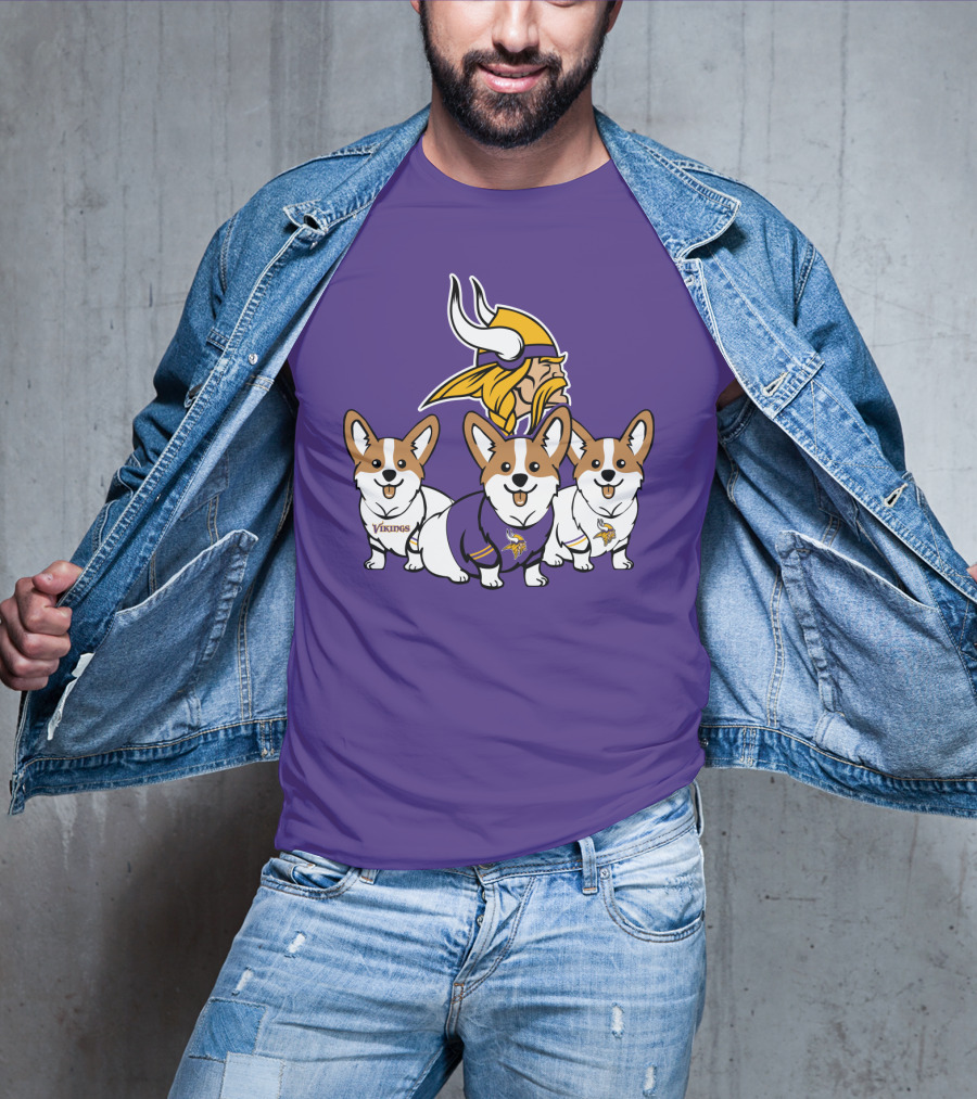 Minnesota Vikings Corgi Trio T-Shirt