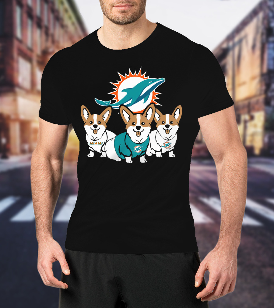 Miami Dolphins Corgi T-Shirt