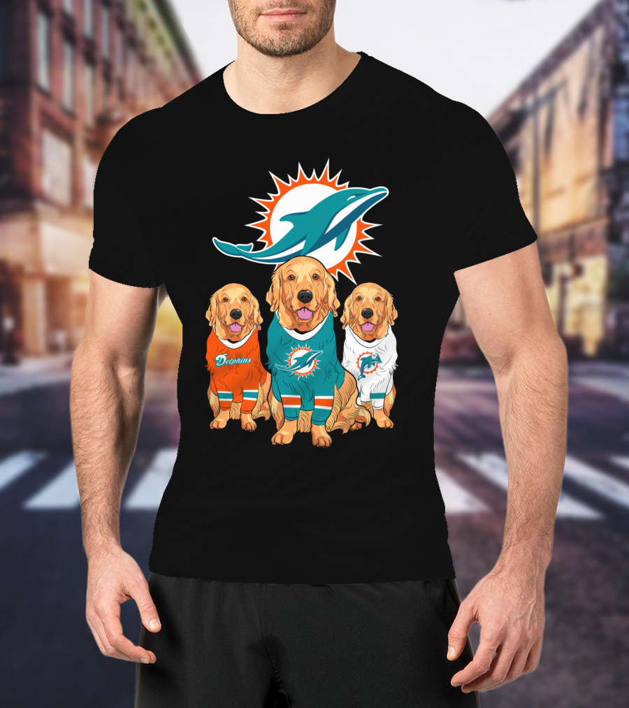 Miami Dolphins Golden Retrievers T-Shirt