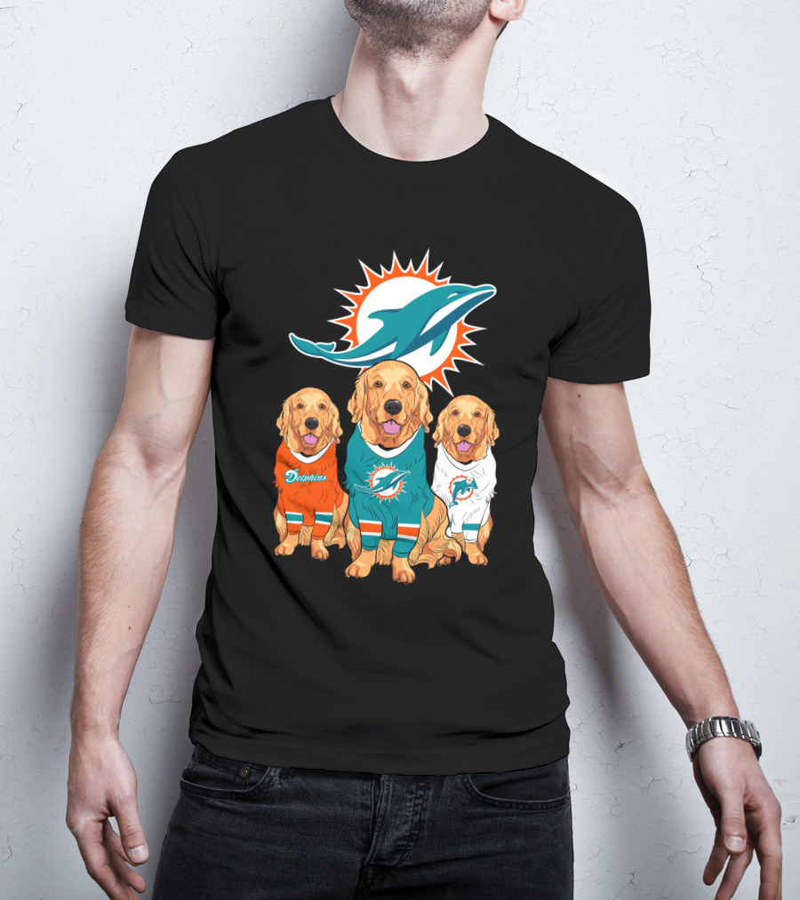 Miami Dolphins Golden Retrievers T-Shirt