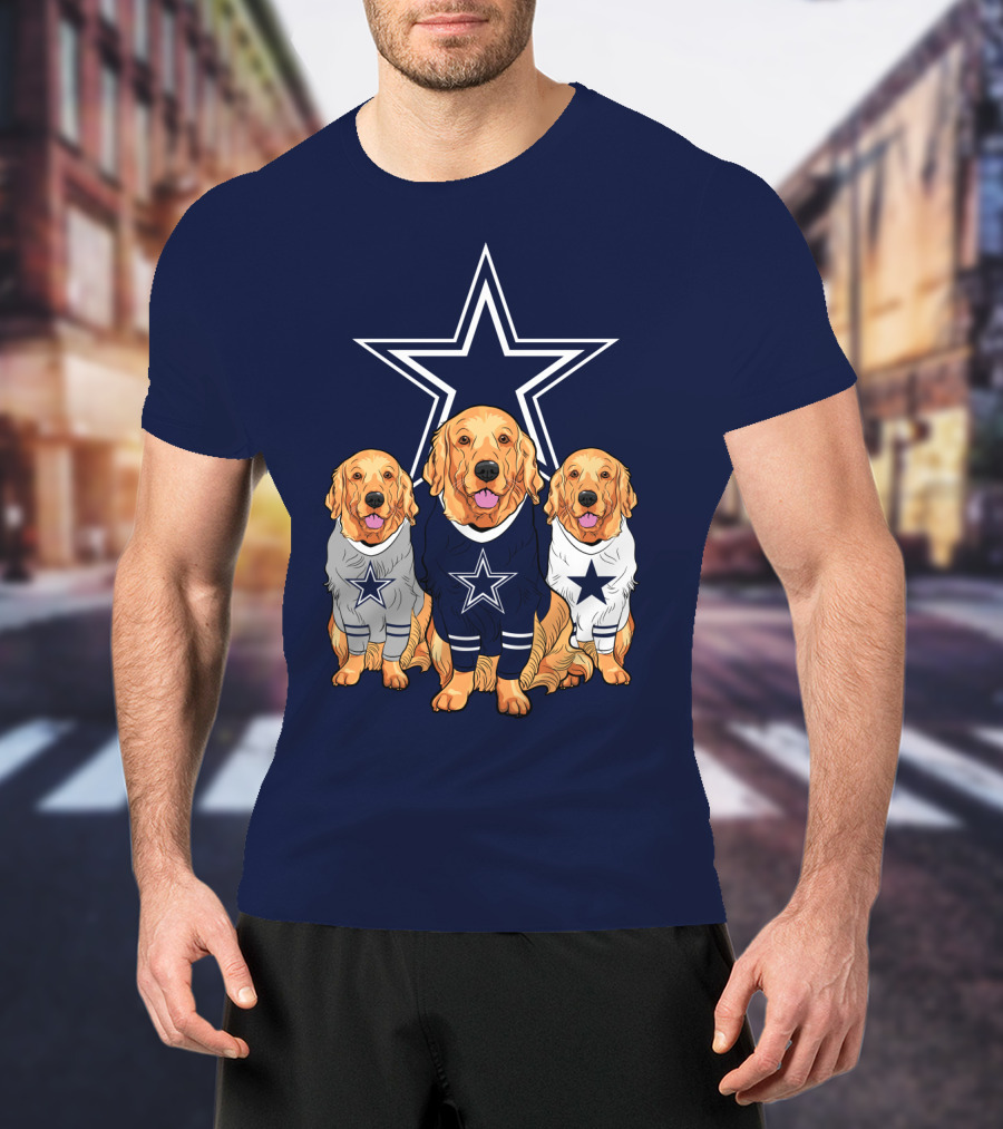 Dallas Cowboys Golden Retrievers Trio T-Shirt