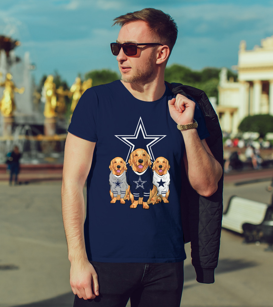 Dallas Cowboys Golden Retrievers Trio T-Shirt