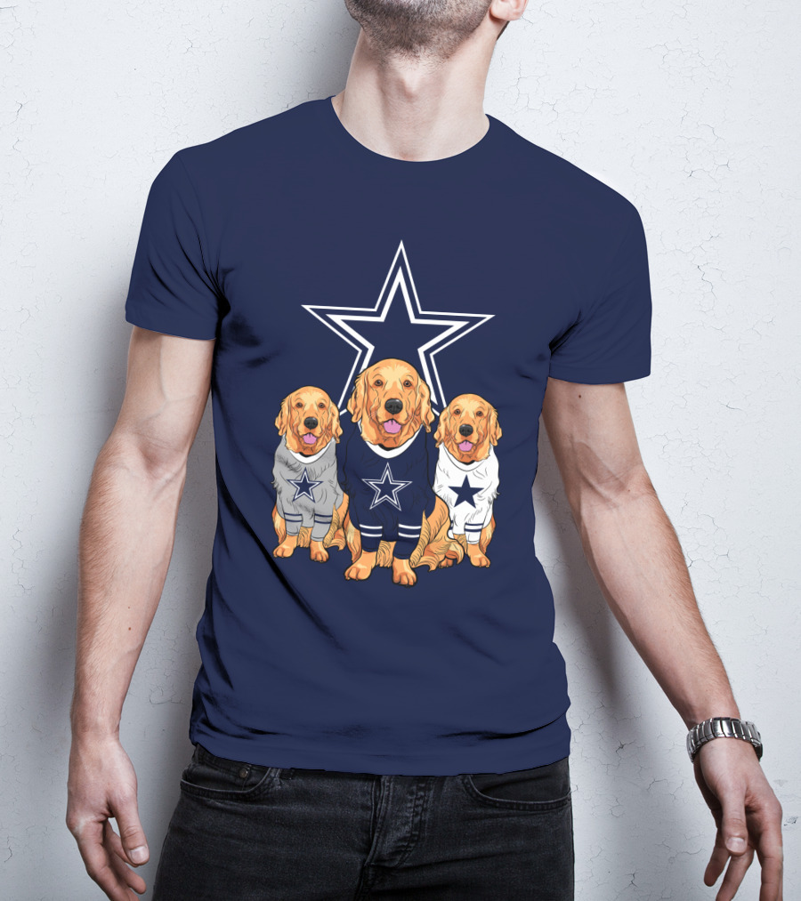 Dallas Cowboys Golden Retrievers Trio T-Shirt