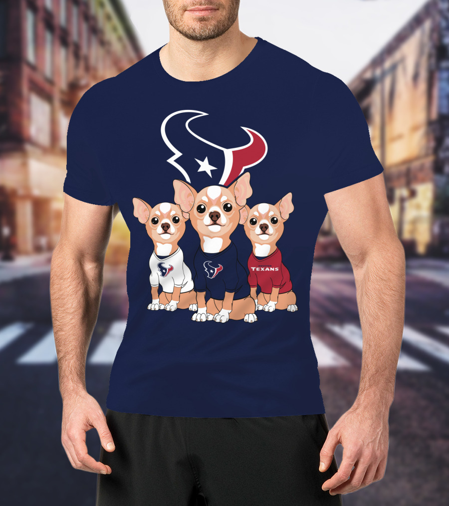 Houston Texans Chihuahua Trio Fan T-Shirt