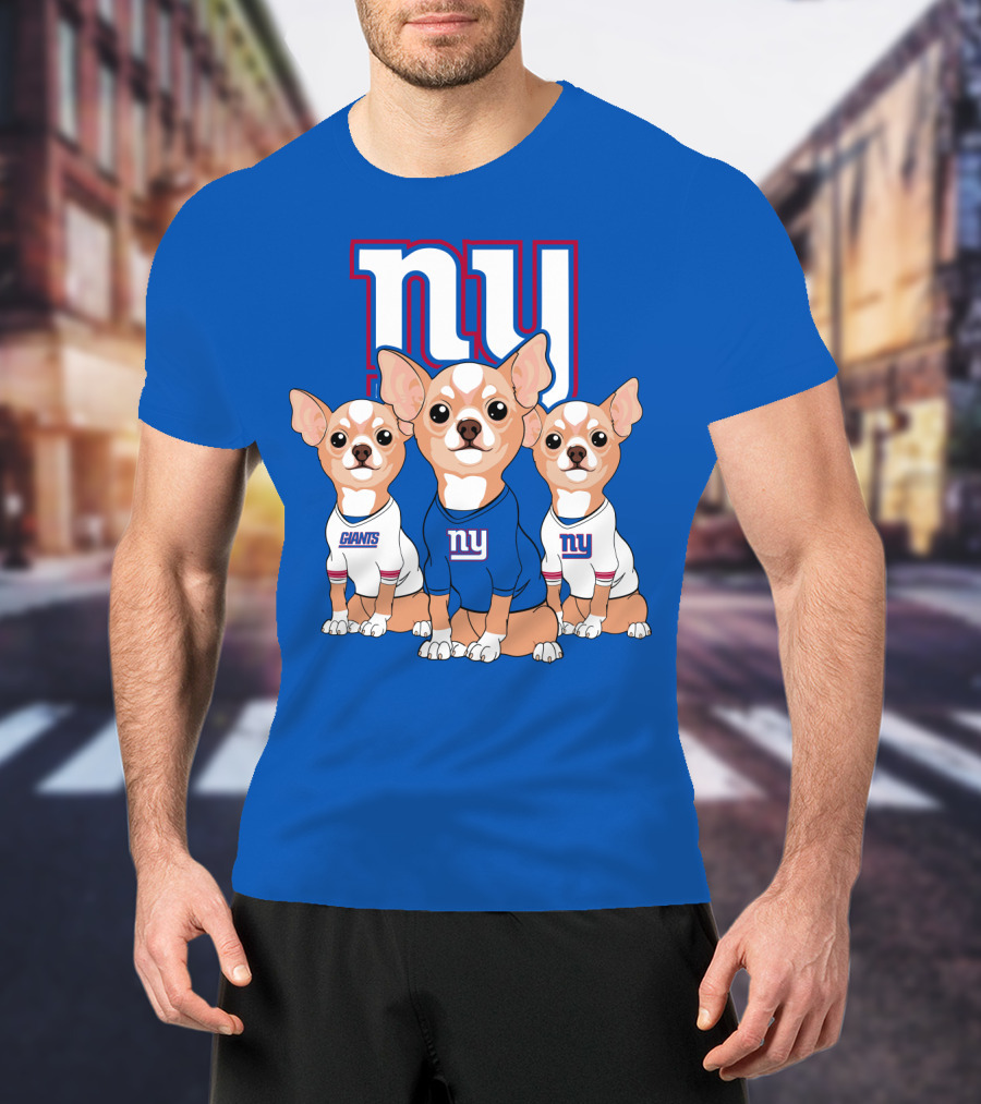 New York Giants Chihuahua Trio T-Shirt