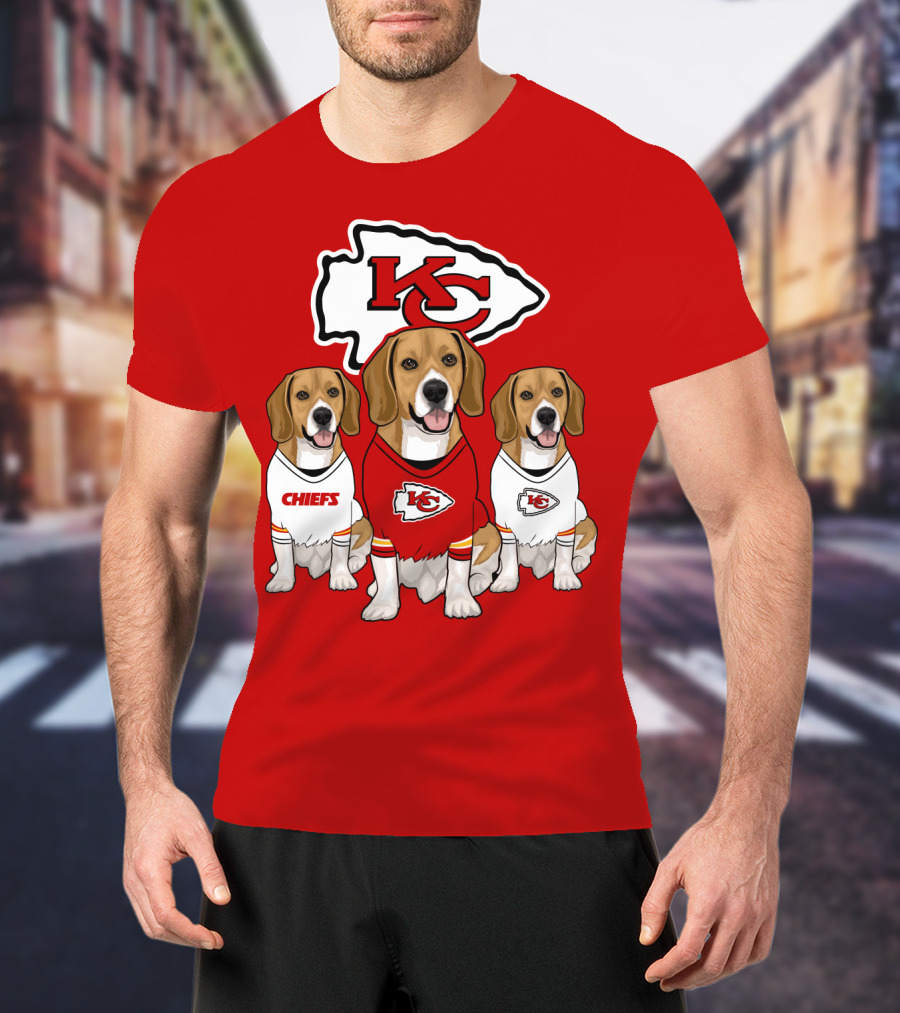 Kc Chiefs Beagle Trio Dogs T-Shirt