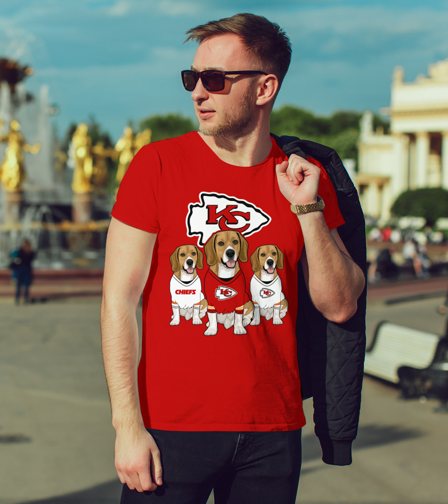 Kc Chiefs Beagle Trio Dogs T-Shirt